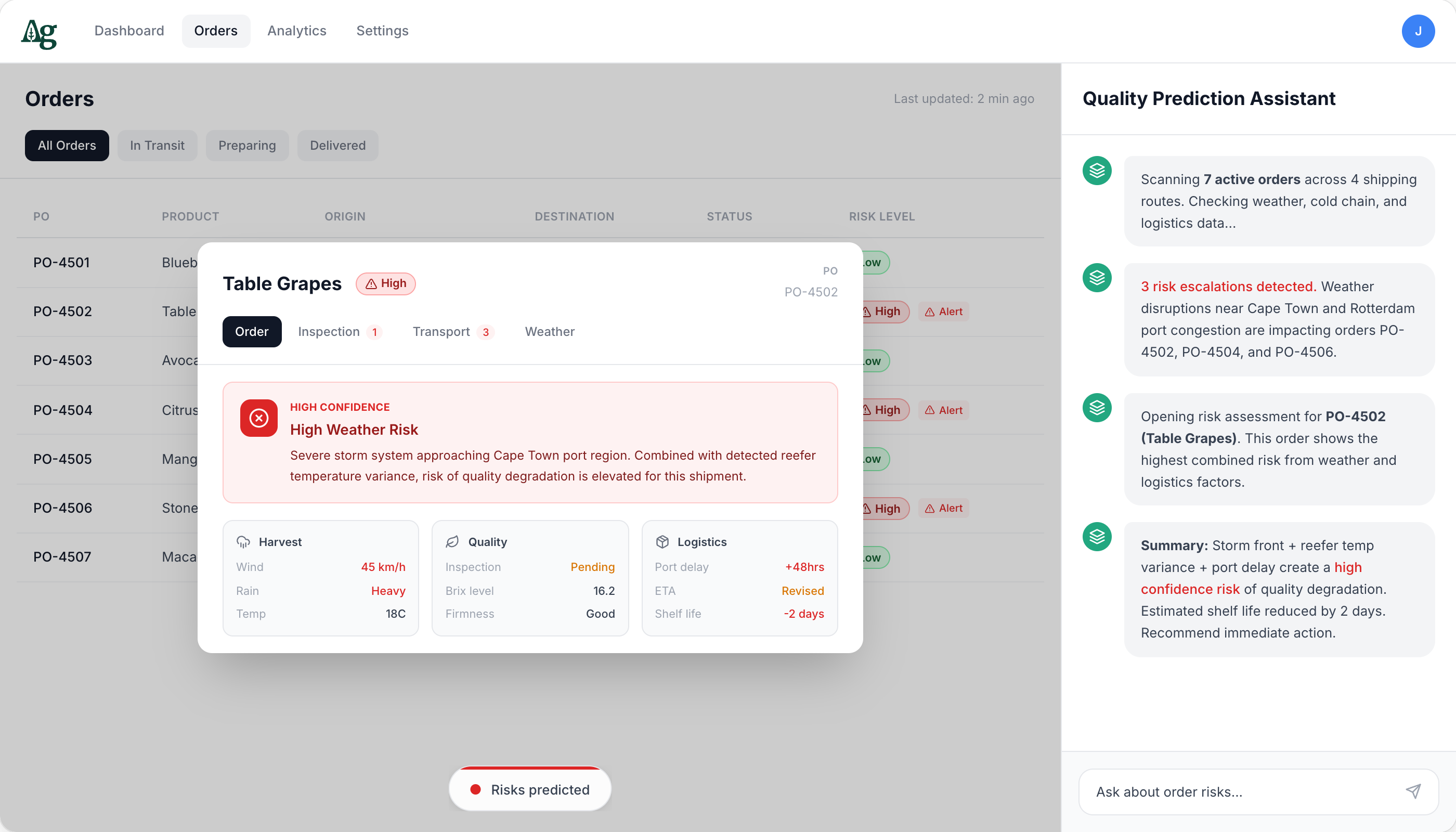 AgStacked Quality Predictions Dashboard